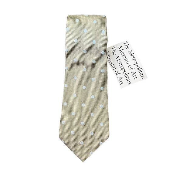 Metropolitan Museum of Art - The Met - Men’s Sea foam French Dot Silk Tie RARE - Picture 1 of 8